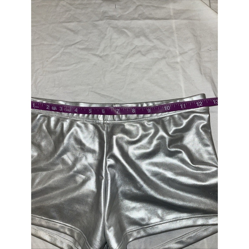 Gia-Mia Silver Metallic Booty Shorts Neo-Nostalgia Cyber Women's - Picture 5 of 7